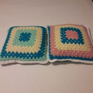 Handcrafted Crotchet Decorative Pillows x 2 Versatile Decor